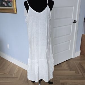 TERZO MILLENIO White Sleeveless LINEN Maxi Dress